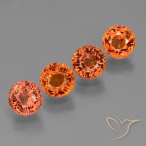 Gemme di Zaffiro Arancia Fuoco naturale da 2.98 ct, Rotondo, VVS-VS
