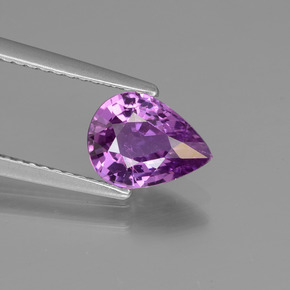 Zaffiro viola medio-scuro naturale da 1,53 ct, taglio a pera, VS