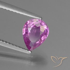 Zaffiro Viola medio naturale da 1.32 ct, Forma a pera, VS-SI