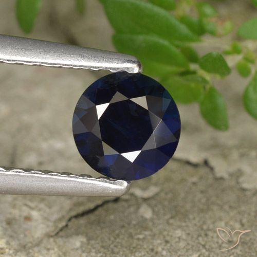 0.56ct Naturale Blu scuro Zaffiro, Rotondo, VS