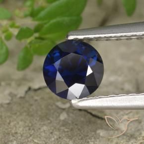Zaffiro Blu scuro naturale da 0.56 ct, Rotondo, VS