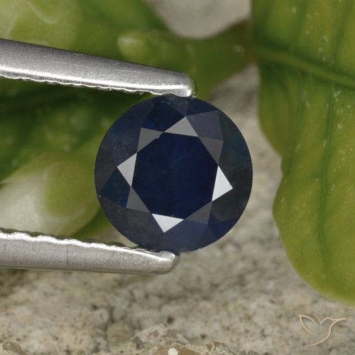0.61ct Naturale Blu scuro Zaffiro, Rotondo, VS