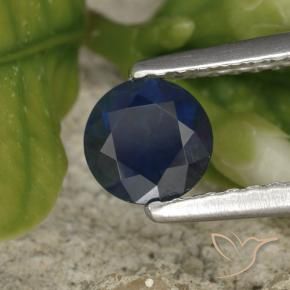 Zaffiro Blu scuro naturale da 0.61 ct, Rotondo, VS