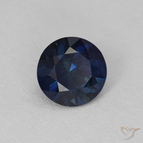 Zaffiro Blu scuro naturale da 0.62 ct, Rotondo, VS
