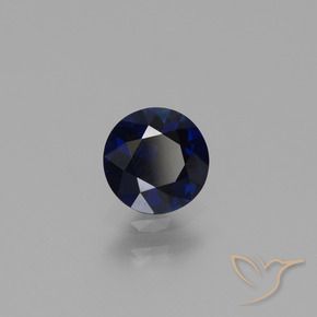 Zaffiro Blu scuro naturale da 0.73 ct, Rotondo, VVS-VS