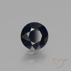 Zaffiro Blu scuro naturale da 0.79 ct, Rotondo, VVS