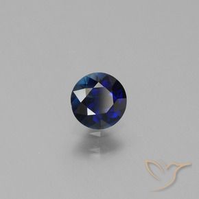 Zaffiro Blu scuro naturale da 0.52 ct, Rotondo, VS