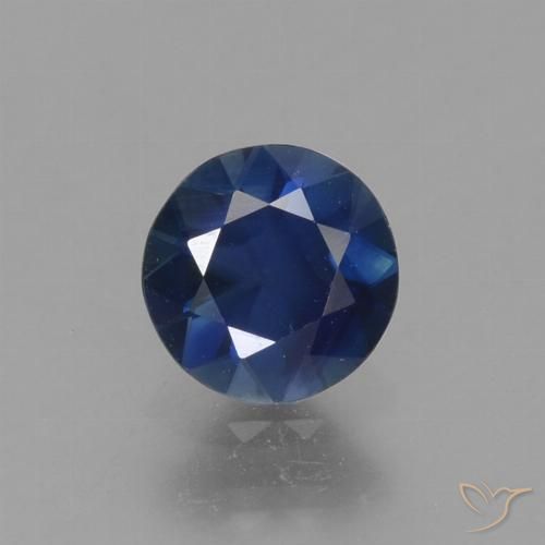 0.77ct Naturale Blu scuro Zaffiro, Rotondo, VS