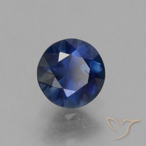 Zaffiro Blu scuro naturale da 0.77 ct, Rotondo, VS