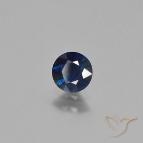 Zaffiro Blu scuro naturale da 0.65 ct, Rotondo, VS
