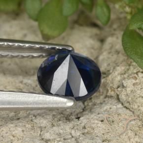 Zaffiro Blu scuro naturale da 0.63 ct, Rotondo, VVS
