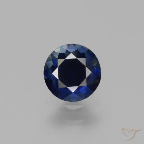 0.78ct Naturale Blu scuro Zaffiro, Rotondo, VVS