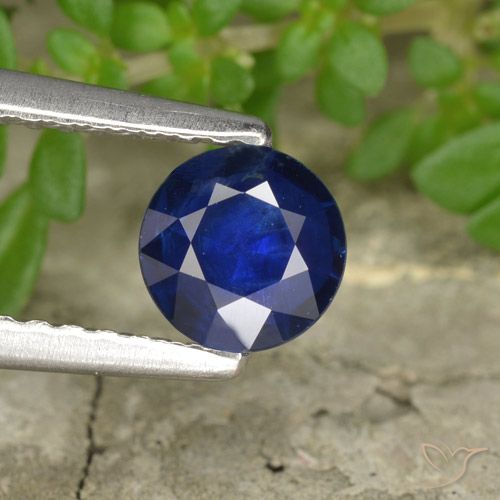 0.55ct Naturale Blu scuro Zaffiro, Rotondo, VS