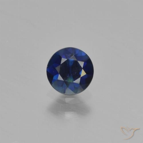 Zaffiro Blu scuro naturale da 0.54 ct, Rotondo, VVS-VS