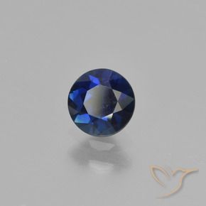 Zaffiro Blu scuro naturale da 0.54 ct, Rotondo, VVS-VS