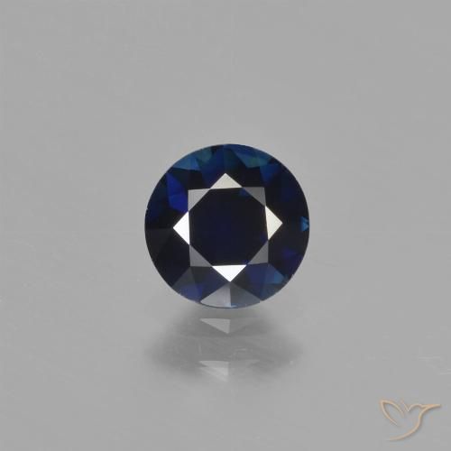 0.76ct Naturale Blu scuro Zaffiro, Rotondo, VVS-VS