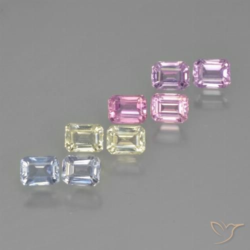 2.25ctw Naturale Multicolore Zaffiro, Taglio smeraldo, VS