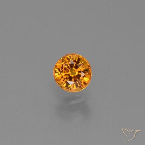 Zaffiro Arancio Intenso naturale da 0.67 ct, Rotondo, VVS-VS