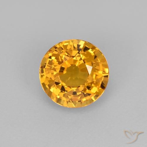 0.83ct Naturale Arancio Dorato Profondo Zaffiro, Rotondo, VVS-VS