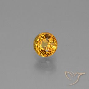 Zaffiro Arancio Scuro-Oro naturale da 0.72 ct, Rotondo, VVS-VS
