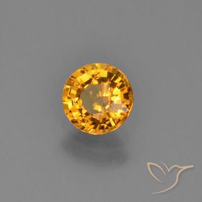 Zaffiro Arancio intenso-OroG naturale da 0.70 ct, Rotondo, VVS-VS