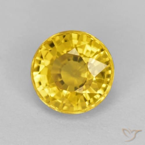 Zaffiro Dorato naturale da 0.72 ct, Rotondo, VVS-VS