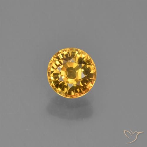 0.62ct Naturale Arancio Dorato Profondo Zaffiro, Rotondo, VVS-VS
