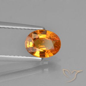Zaffiro Arancione scuro naturale da 1.05 ct, Ovale, VVS-VS