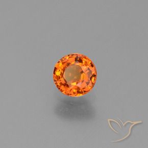 Zaffiro Arancione brillante naturale da 0.66 ct, Rotondo, VVS-VS