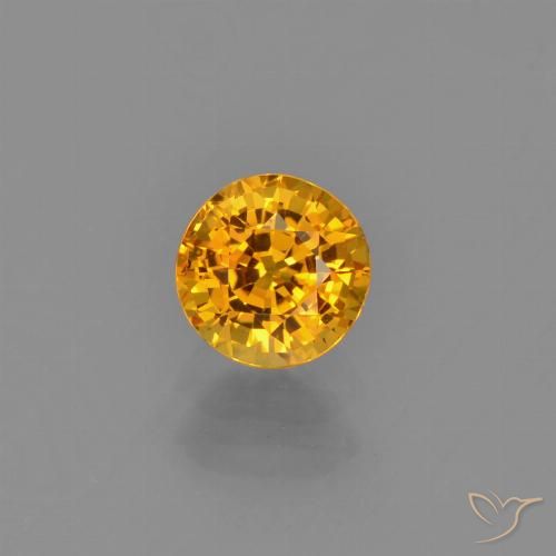 0.72ct Naturale Arancio Dorato Profondo Zaffiro, Rotondo, VVS