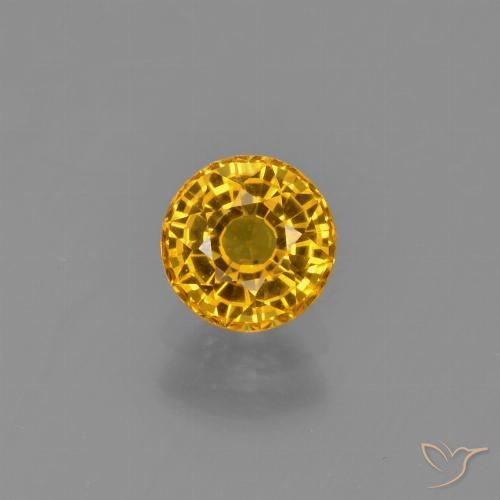 Zaffiro Dorato scuro naturale da 0.72 ct, Rotondo, VVS