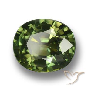 Zaffiro Verde medio-scuro naturale da 4.54 ct, Ovale, VVS-VS