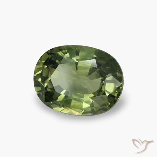 Zaffiro Verde medio-scuro naturale da 4.09 ct, Ovale, VVS-VS
