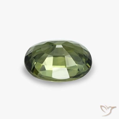 Zaffiro Verde medio-scuro naturale da 4.09 ct, Ovale, VVS-VS