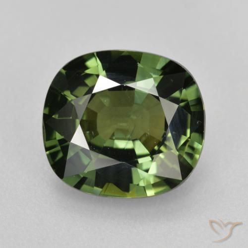 4.12ct Naturale Verde scuro Zaffiro, Cuscino, VVS-VS