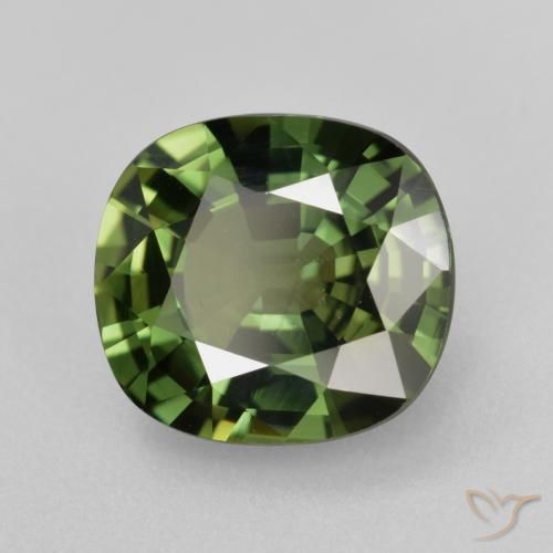 Zaffiro Verde scuro naturale da 4.12 ct, Cuscino, VVS-VS