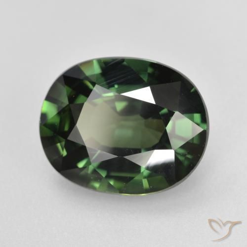Zaffiro Verde scuro naturale da 4.74 ct, Ovale, VVS-VS