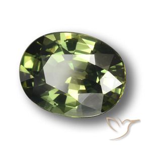 Zaffiro Verde medio-scuro naturale da 3.38 ct, Ovale, VVS-VS