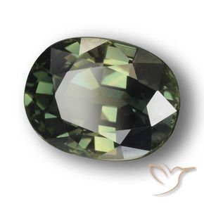 Zaffiro Verde scuro naturale da 3.34 ct, Ovale, VVS-VS