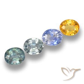 Gemme di Zaffiro Multicolore naturale da 3.67 ct, Ovale, VVS-VS