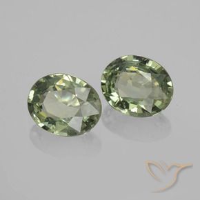 Gemme di Zaffiro Verde terroso naturale da 1.39 ct, Ovale, VVS