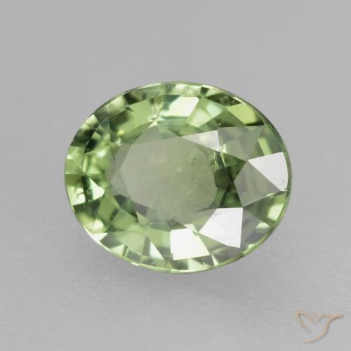 Zaffiro Verde molto chiaro naturale da 0.75 ct, Ovale, VVS