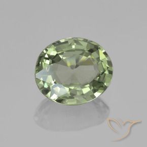 Zaffiro Verde chiaro naturale da 0.75 ct, Ovale, VVS