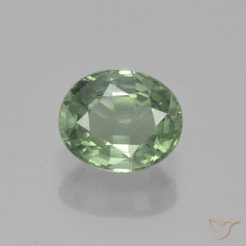 Zaffiro Verde foresta chiaro naturale da 0.88 ct, Ovale, VS