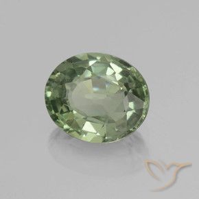 Zaffiro Medium Light Green naturale da 0.83 ct, Ovale, VVS-VS