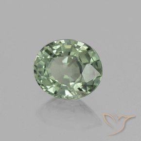 Zaffiro Medium Light Green naturale da 0.75 ct, Ovale, VVS-VS