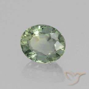 Zaffiro Verde medio-chiaro naturale da 0.92 ct, Ovale, VVS-VS