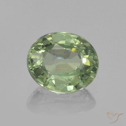 0.80ct Naturale Verde Salvia Chiaro Zaffiro, Ovale, VVS-VS