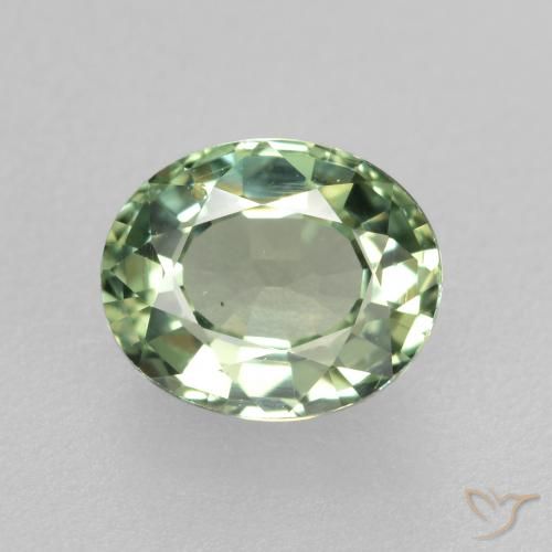 0.76ct Naturale Medium Light Green Zaffiro, Ovale, VVS-VS