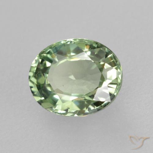 Zaffiro Medium Light Green naturale da 0.76 ct, Ovale, VVS-VS